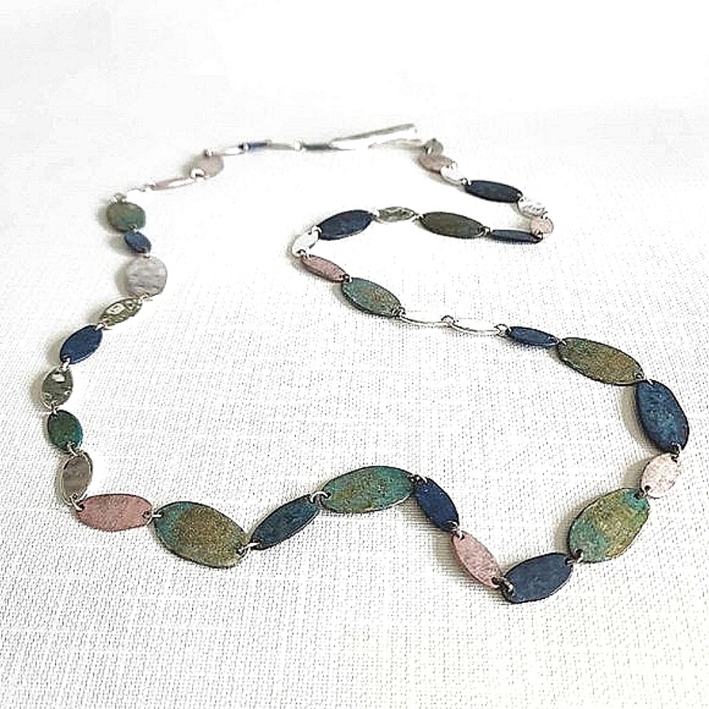 RLM Soho long metal oval disk necklace